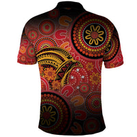 Papua New Guinea Polo Shirt Birds Of Paradise With Aboriginal Pattern - Polynesian Pride
