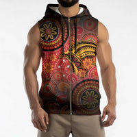 Papua New Guinea Sleeveless Zip Hoodie Birds Of Paradise With Aboriginal Pattern - Polynesian Pride