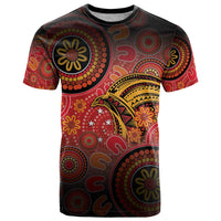 Papua New Guinea T Shirt Birds Of Paradise With Aboriginal Pattern LT05 Red - Polynesian Pride