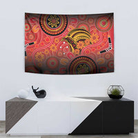 Papua New Guinea Tapestry Birds Of Paradise With Aboriginal Pattern - Polynesian Pride
