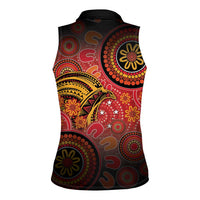 Papua New Guinea Women Sleeveless Polo Shirt Birds Of Paradise With Aboriginal Pattern LT05 - Polynesian Pride