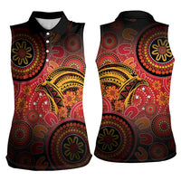 Papua New Guinea Women Sleeveless Polo Shirt Birds Of Paradise With Aboriginal Pattern LT05 - Polynesian Pride