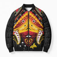 Papua New Guinea Independence Day Bomber Puffer Jacket Tribal Mask LT05 Unisex Red - Polynesian Pride