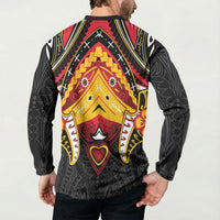 Papua New Guinea Independence Day Button Sweatshirt Tribal Mask LT05 - Polynesian Pride