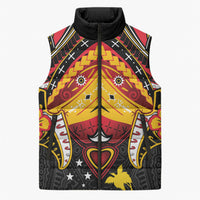 Papua New Guinea Independence Day Sleeveless Puffer Jacket Tribal Mask LT05 Unisex Red - Polynesian Pride