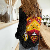 Papua New Guinea Independence Day Women Casual Shirt Tribal Mask LT05 - Polynesian Pride