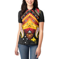 Papua New Guinea Independence Day Women Polo Shirt Tribal Mask LT05 - Polynesian Pride