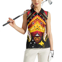 Papua New Guinea Independence Day Women Sleeveless Polo Shirt Tribal Mask LT05 - Polynesian Pride