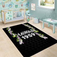 Hawaii Statehood Day Area Rug Kakau Pattern With Maile Pikake Honohono Lei