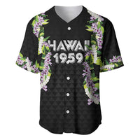 Hawaii Statehood Day Baseball Jersey Kakau Pattern With Maile Pikake Honohono Lei
