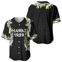 Hawaii Statehood Day Baseball Jersey Kakau Pattern With Maile Pikake Honohono Lei
