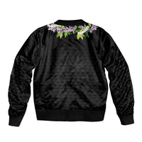 Hawaii Statehood Day Bomber Jacket Kakau Pattern With Maile Pikake Honohono Lei