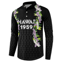 Hawaii Statehood Day Button Sweatshirt Kakau Pattern With Maile Pikake Honohono Lei
