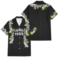 Hawaii Statehood Day Family Matching Long Sleeve Bodycon Dress and Hawaiian Shirt Kakau Pattern With Maile Pikake Honohono Lei
