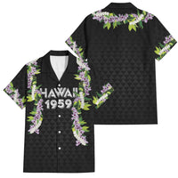 Hawaii Statehood Day Family Matching Summer Maxi Dress and Hawaiian Shirt Kakau Pattern With Maile Pikake Honohono Lei