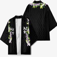 Hawaii Statehood Day Kimono Kakau Pattern With Maile Pikake Honohono Lei