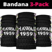 Hawaii Statehood Day Neck Gaiter Kakau Pattern With Maile Pikake Honohono Lei