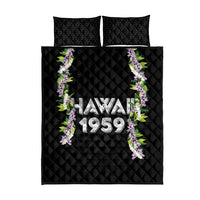 Hawaii Statehood Day Quilt Bed Set Kakau Pattern With Maile Pikake Honohono Lei