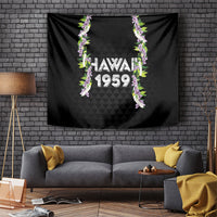 Hawaii Statehood Day Tapestry Kakau Pattern With Maile Pikake Honohono Lei