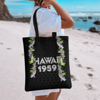 Hawaii Statehood Day Tote Bag Kakau Pattern With Maile Pikake Honohono Lei