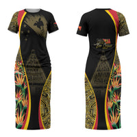 Papua New Guinea Hapi De Bilong Indipendens Couples Matching Short Sleeve Bodycon Dress and Long Sleeve Button Shirt Special Style