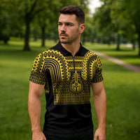 Philippines Filipinos Zipper Polo Shirt Igorot Tribal Pattern Black