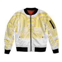 Philippines Filipinos Sleeve Zip Bomber Jacket Igorot Tribal Pattern White