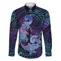 Hawaii Makahiki Turtle Family Matching Mermaid Dress and Hawaiian Shirt Spiral Polynesian Tattoo
