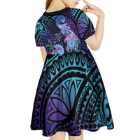 Hawaii Makahiki Turtle Kid Short Sleeve Dress Spiral Polynesian Tattoo