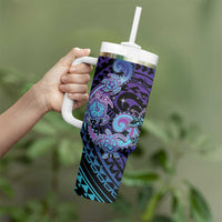 Hawaii Makahiki Turtle Tumbler With Handle Spiral Polynesian Tattoo