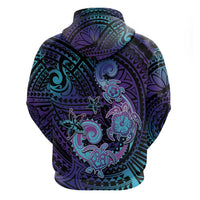 Hawaii Makahiki Turtle Zip Hoodie Spiral Polynesian Tattoo LT05 - Polynesian Pride