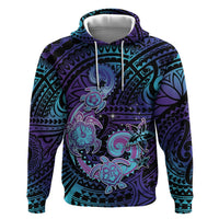 Hawaii Makahiki Turtle Zip Hoodie Spiral Polynesian Tattoo LT05 Pullover Hoodie Purple - Polynesian Pride