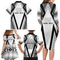 Custom Bula Fiji Football Family Matching Long Sleeve Bodycon Dress and Hawaiian Shirt Go Champions - Polynesian Pride