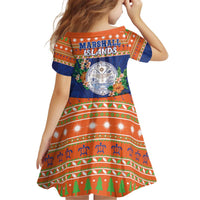 Marshall Islands Christmas Kid Short Sleeve Dress Marshallese Seal Meddi Kirijmoj LT05 - Polynesian Pride