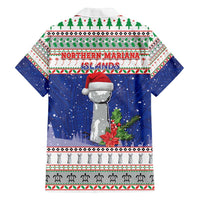 Northern Mariana Islands Christmas Family Matching Long Sleeve Bodycon Dress and Hawaiian Shirt Poinsettia Filis Pasgua