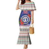 Northern Mariana Islands Christmas Family Matching Mermaid Dress and Hawaiian Shirt Poinsettia Filis Pasgua