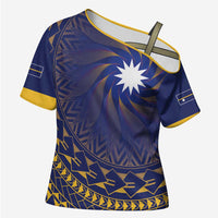 Nauru Angam Day Cross Shoulder Shirt Polynesian Tribal Pattern Unique Style - Polynesian Pride
