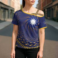 Nauru Angam Day Cross Shoulder Shirt Polynesian Tribal Pattern Unique Style - Polynesian Pride