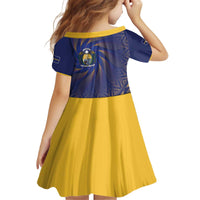Nauru Angam Day Kid Short Sleeve Dress Polynesian Tribal Pattern Unique Style - Polynesian Pride