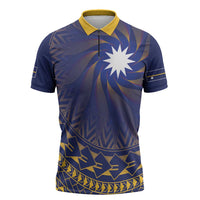 Nauru Angam Day Zipper Polo Shirt Polynesian Tribal Pattern Unique Style - Polynesian Pride