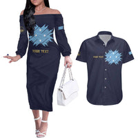 Personalised Federated States Of Micronesia Couples Matching Off The Shoulder Long Sleeve Dress and Hawaiian Shirt FSM Passport - Polynesian Pride