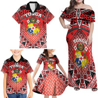 Personalised Tonga Constitution Day Family Matching Off Shoulder Maxi Dress and Hawaiian Shirt 150 Years Jubilee - Polynesian Pride