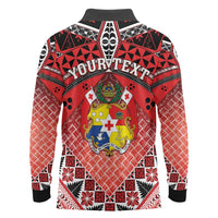 Personalised Tonga Constitution Day Long Sleeve Polo Shirt 150 Years Jubilee - Polynesian Pride