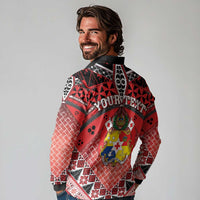 Personalised Tonga Constitution Day Long Sleeve Polo Shirt 150 Years Jubilee - Polynesian Pride