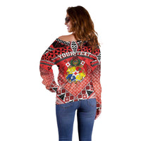 Personalised Tonga Constitution Day Off Shoulder Sweater 150 Years Jubilee - Polynesian Pride