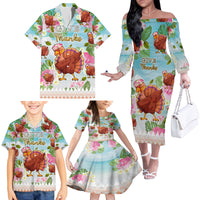 Hawaii Thanksgiving Family Matching Off Shoulder Long Sleeve Dress and Hawaiian Shirt Funny Turkey Dabbing Dance LT05 - Polynesian Pride