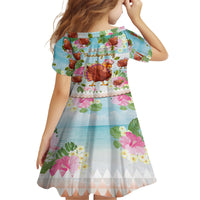 Hawaii Thanksgiving Kid Short Sleeve Dress Funny Turkey Dabbing Dance LT05 - Polynesian Pride