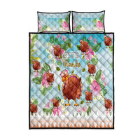 Hawaii Thanksgiving Quilt Bed Set Funny Turkey Dabbing Dance LT05 Blue - Polynesian Pride