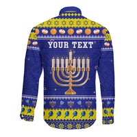 Personalised Polynesia Christmukkah Long Sleeve Button Shirt Menorah With Polynesian Tribal Pattern LT05 - Polynesian Pride