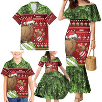 New Zealand Kiwi Christmas Family Matching Mermaid Dress and Hawaiian Shirt Paua Shell Glitter Green LT05 - Polynesian Pride